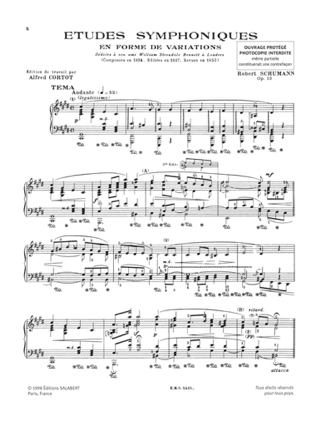 Etudes Symphoniques Opus 13 - SCHUMANN - Partition - Piano